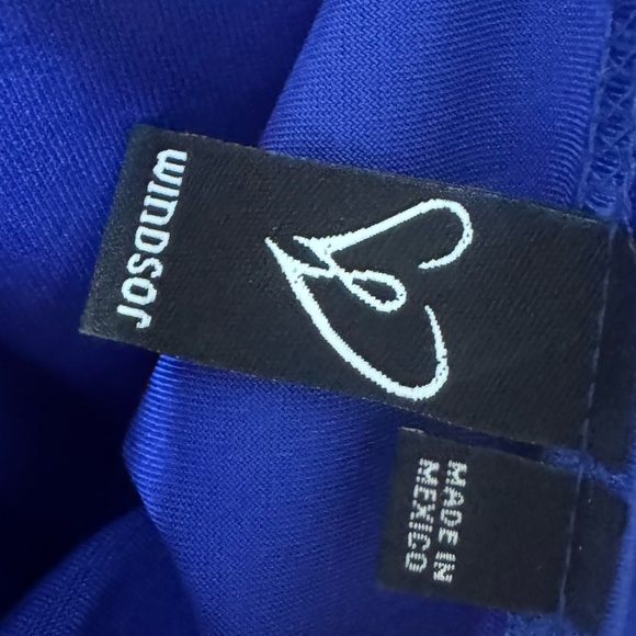 Satin Blue Slip Dress with Spaghetti Straps - Picture 3 of 3